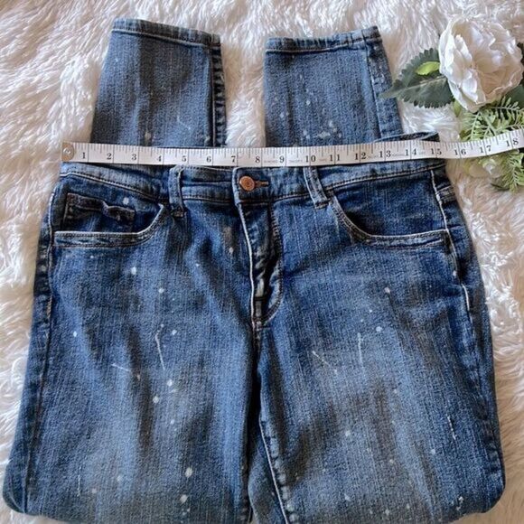 Mossimo Cropped Distressed Bleach Spattered Mid-rise Skinny Jeans 12 - Picture 3 of 11
